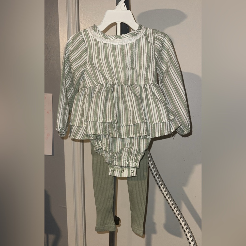 Striped Green Baby Outfit